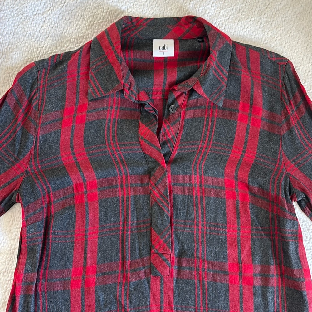 Cabi red plaid Cunningham shirt #3587